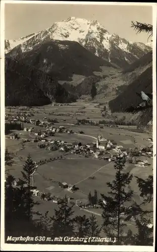 Ak Mayrhofen im Zillertal Tirol, Gesamtansicht mit Grünberg