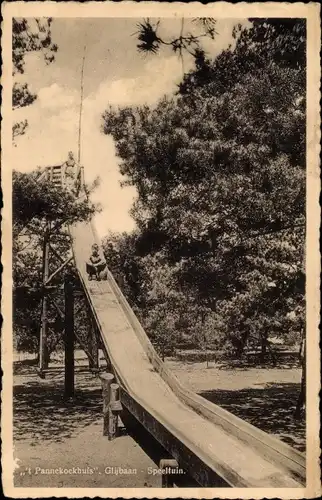 Ak Lunteren Ede Gelderland, 't Pannekoekhuis, Glijbaan, Speeltuin