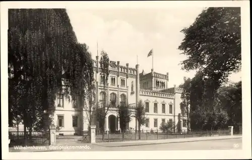 Foto Ak Wilhelmshaven in Niedersachsen, Stationsgebäude Admiralstab Nordsee