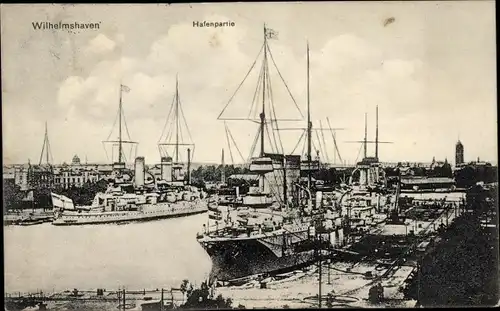 Ak Wilhelmshaven an der Nordsee, Hafenpartie