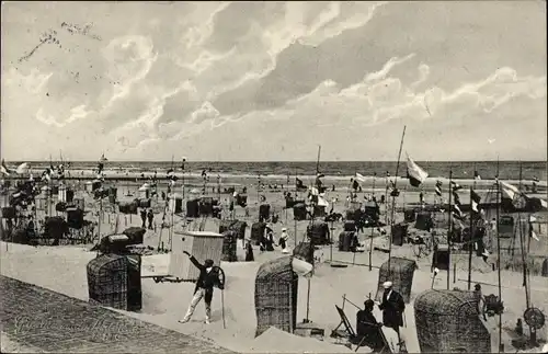 Ak Nordseebad Wangerooge in Ostfriesland, Strandleben, Strandkörbe