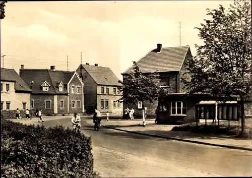 Ak Friedersdorf Muldestausee, Partie auf dem Dorfplatz, Wohnhäuser, Anwohner