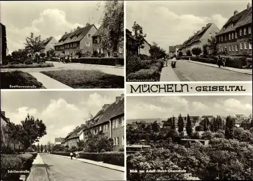 Ak Mücheln im Saalekreis, Geiseltal, Schillerstraße, Blick Adolf-Holst-Oberschule, Beethovenstraße