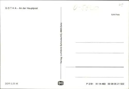 Ak Gotha in Thüringen, An der Hauptpost, Auto