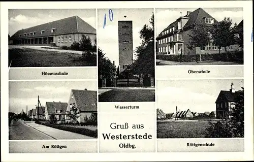 Ak Westerstede in Oldenburg Ammerland, Hössenschule, Oberschule, Wasserturm, Am Röttgen