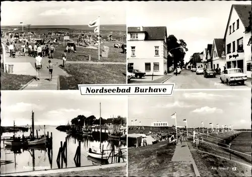 Ak Burhave Butjadingen Wesermarsch, Am Strand, Butjadinger Straße, Siel