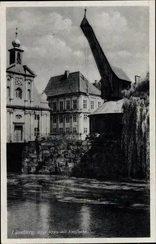 Ak Lüneburg in Niedersachsen, Kran mit Kaufhaus