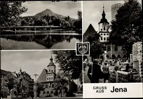 Ak Jena in Thüringen, Stadtansicht, Brücke, Wappen