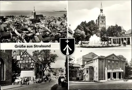 Ak Stralsund in Vorpommern, An der Ossenreyer Straße, Mönchstraße, Theater der Werftstadt, Wappen