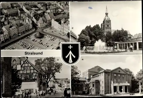 Ak Stralsund in Vorpommern, An der Ossenreyer Straße, Mönchstraße, Theater der Werftstadt, Wappen