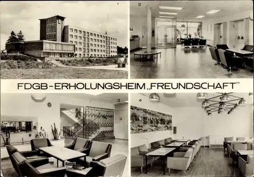 Ak Feldberg in Mecklenburg, FDGB-Erholungsheim Freundschaft, Klubraum, Empfangshalle