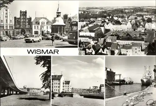 Ak Hansestadt Wismar, Am Markt, Hochbrücke, Hafen