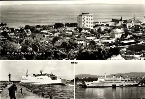 Ak Sassnitz auf Rügen, Fährschiff Saßnitz im Hafen, Schwedenfährschiff Skane