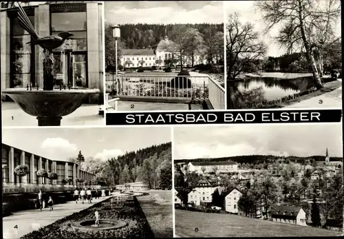 Ak Bad Elster im Vogtland, Elsterbrunnen an der Moritzquelle, Gondelteich, Leninplatz