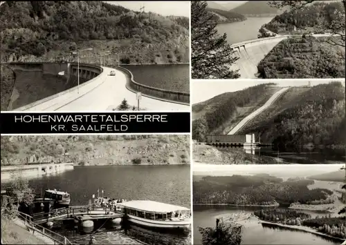 Ak Hohenwarte Thüringen, Talsperre, Boot, Panorama