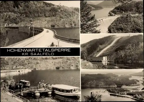 Ak Hohenwarte Thüringen, Talsperre, Boot, Panorama