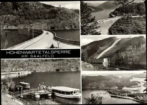 Ak Hohenwarte Thüringen, Talsperre, Boot, Panorama