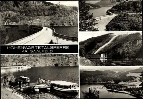 Ak Hohenwarte Thüringen, Talsperre, Boot, Panorama