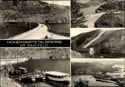 Ak Hohenwarte Thüringen, Talsperre, Boot, Panorama