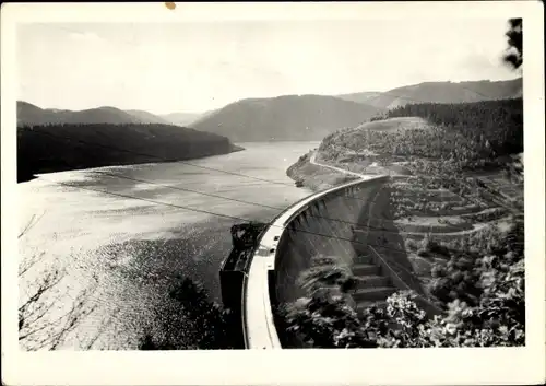 Ak Hohenwarte Thüringen, Saaletalsperre, Blick von Günthersheil auf die Sperrmauer