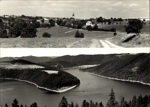 Ak Hohenwarte Thüringen, Talsperre, Panorama vom Ort