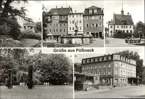 Ak Pößneck in Thüringen, HO-Hotel Posthirsch, Ethel-und-Julius-Rosenberg-Platz, Rathaus