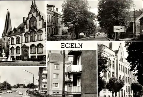 Ak Egeln im Salzlandkreis, Rathaus, Teilansichten, Straßenpartie
