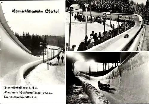 Ak Oberhof im Thüringer Wald, Rennschlittenbahn