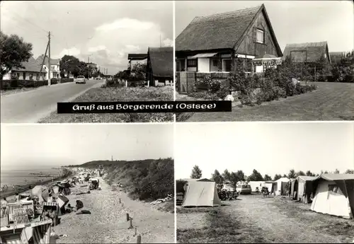 Ak Ostseebad Börgerende, Bungalow Siedlung, Strand am Zeltplatz