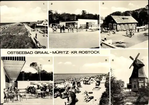Ak Ostseebad Graal Müritz, Strandpromenade, Broiler-Gaststätte, Milchbar Seestern, Windmühle
