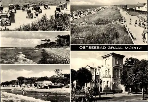 Ak Ostseebad Graal Müritz, Strand bei Stolper Ort, HOG Seeblick am Strand, Wald-Hotel