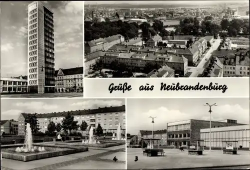Ak Neubrandenburg in Mecklenburg, Hochhaus, Blick auf die Stadt, Karl-Marx-Platz