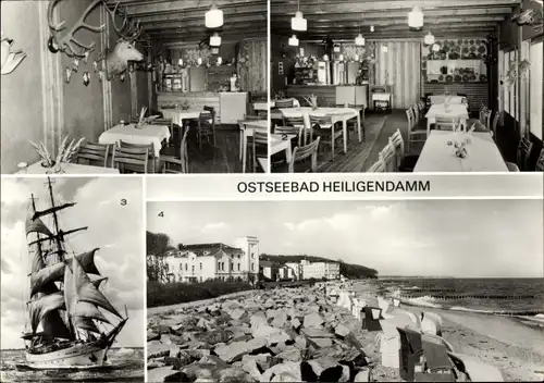 Ak Seebad Heiligendamm Bad Doberan, Gaststätte Jagdhaus, Segelschulschiff Wilhelm Pieck, Strand