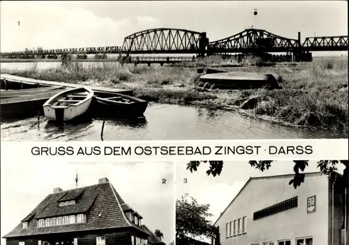 Ak Ostseebad Zingst, Meinigenbrücke, Kurhaus, FDGB-Erholungsheim Nordlicht