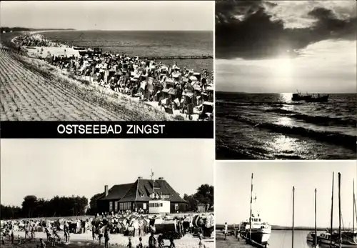 Ak Ostseebad Zingst, HO-Gaststätte Kurhaus, Am Hafen, Blick zum Horizont