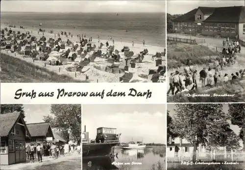Ak Ostseebad Prerow auf dem Darß, HOG Strandhaus, Hafen am Strom, FDGB-Erholungsheim Zentral