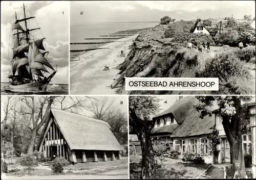 Ak Ostseebad Ahrenshoop Fischland, Segelschulschiff Wilhelm Pieck, Steilküste, Kirche, Alteshaus
