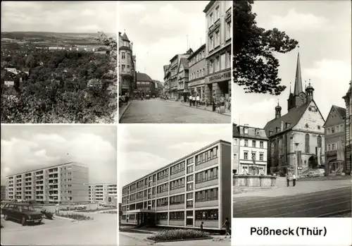 Ak Pößneck in Thüringen, Panorama, Straßenpartie, Wohnsiedlung