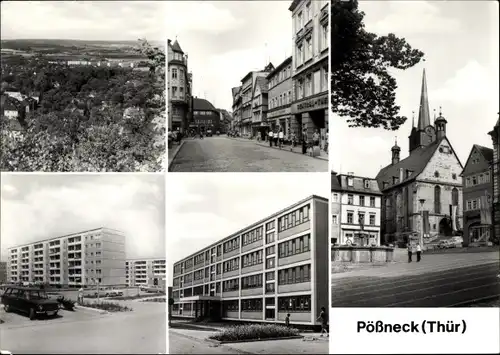 Ak Pößneck in Thüringen, Panorama, Straßenpartie, Wohnsiedlung