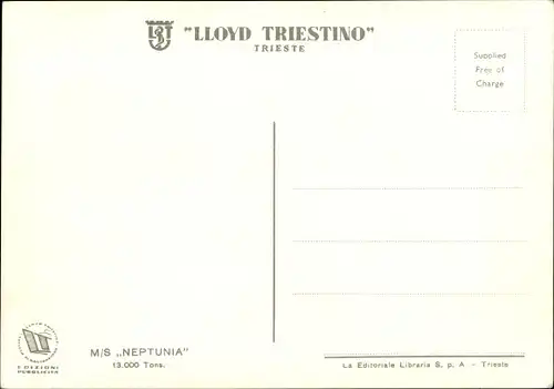 Künstler Ak Lloyd Triestino di navigazione, MS Neptunia