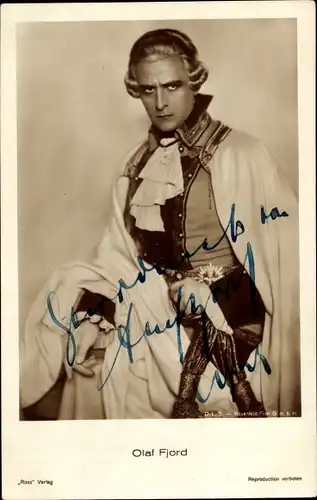Ak Schauspieler Olaf Fjord, Portrait, Autogramm, Uniform