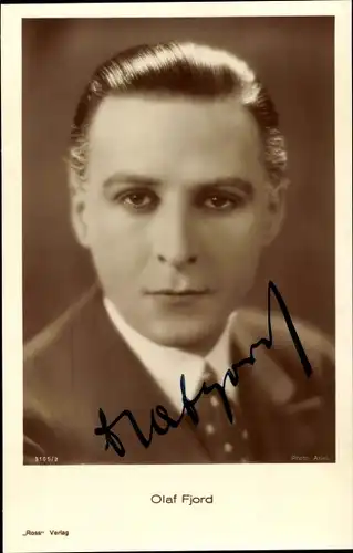 Ak Schauspieler Olaf Fjord, Portrait, Autogramm