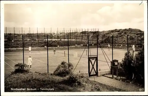 Ak Insel Borkum Ostfriesland, Tennisplatz