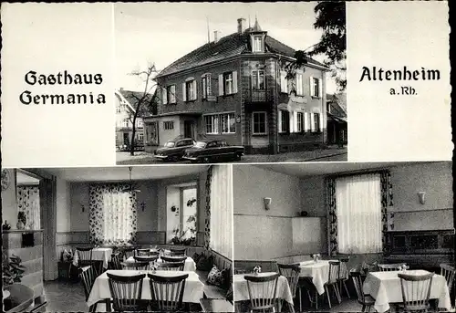 Ak Altenheim Neuried in Baden, Gasthaus Germania, Innenansicht