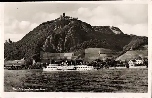 Ak Königswinter am Rhein, Drachenfels, Raddampfer