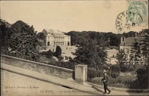 Ak Le Mans Sarthe, Blick auf den Place des Jacobins, das Theater