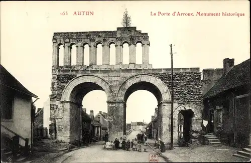 Ak Autun Saône-et-Loire, La Porte d&#39;Arroux, Historisches Denkmal