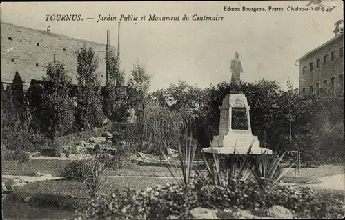 Ak Tournus Saône et Loire, öffentlicher Garten und Jahrhundertdenkmal