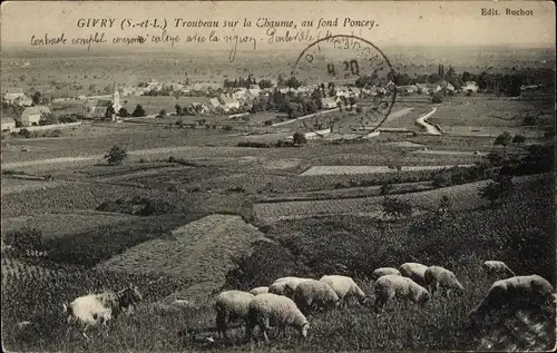 Ak Givry Saône et Loire, Trouveau an der Chaume, im Hintergrund Poncey