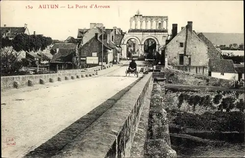 Ak Autun Saone-et-Loire, Das Tor von Arroux